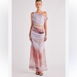 SNDYS. Women’s XS KILEE Sheer Purple White Ombré Cutout Maxi Dress  NEW